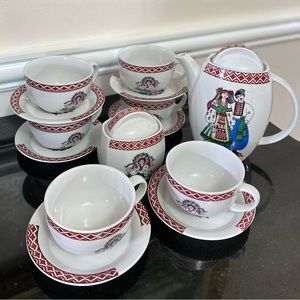 Korosten Coffee Tea Set Porcelain Ukrainian Art
